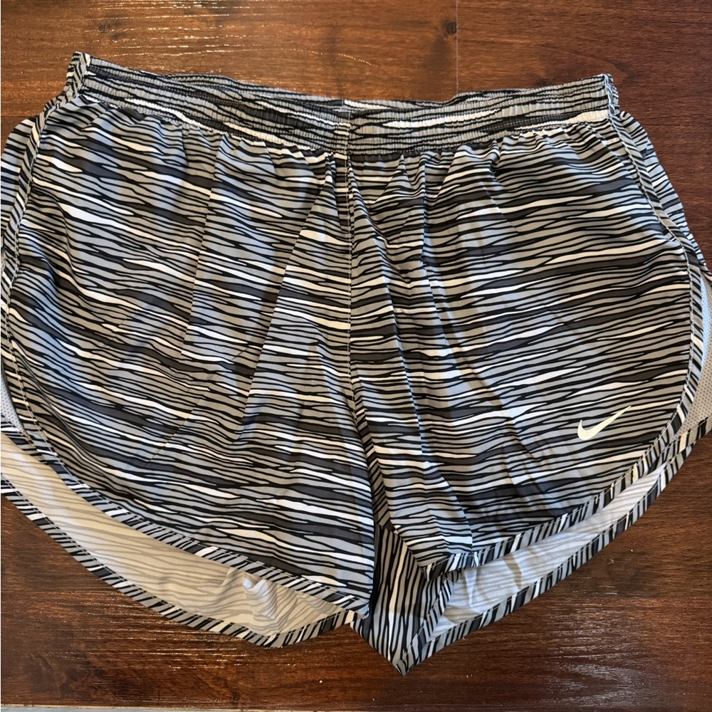 Nike Black and White Athletic Shorts Dynamic Stripes